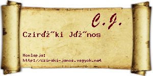 Cziráki János névjegykártya